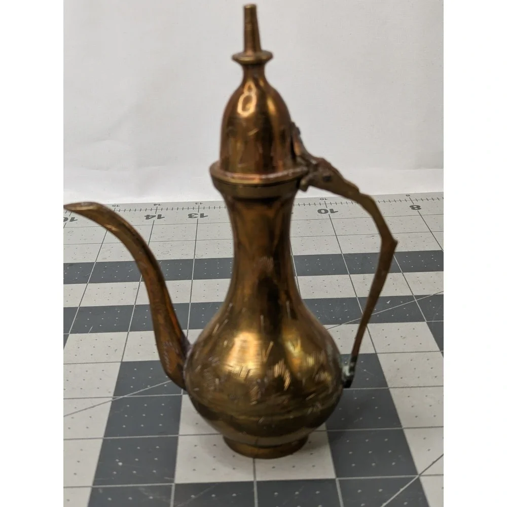 Brass Tea Pot Etched 5.75 Inch